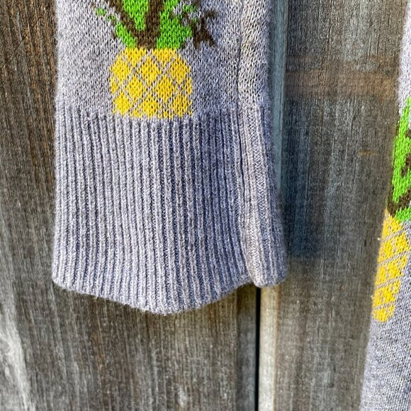 belldini Cotton Garden Girl Hooded Cardigan Sweater Gray Pineapple Preppy Twee S - Picture 6 of 13